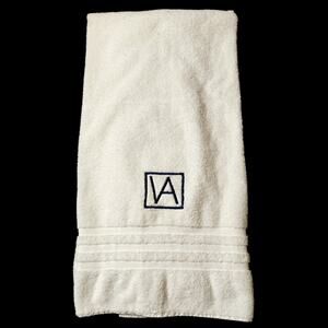 Ralph Lauren Bath Towel White Cotton 53" x 35" VA Monogram Vintage Made in USA